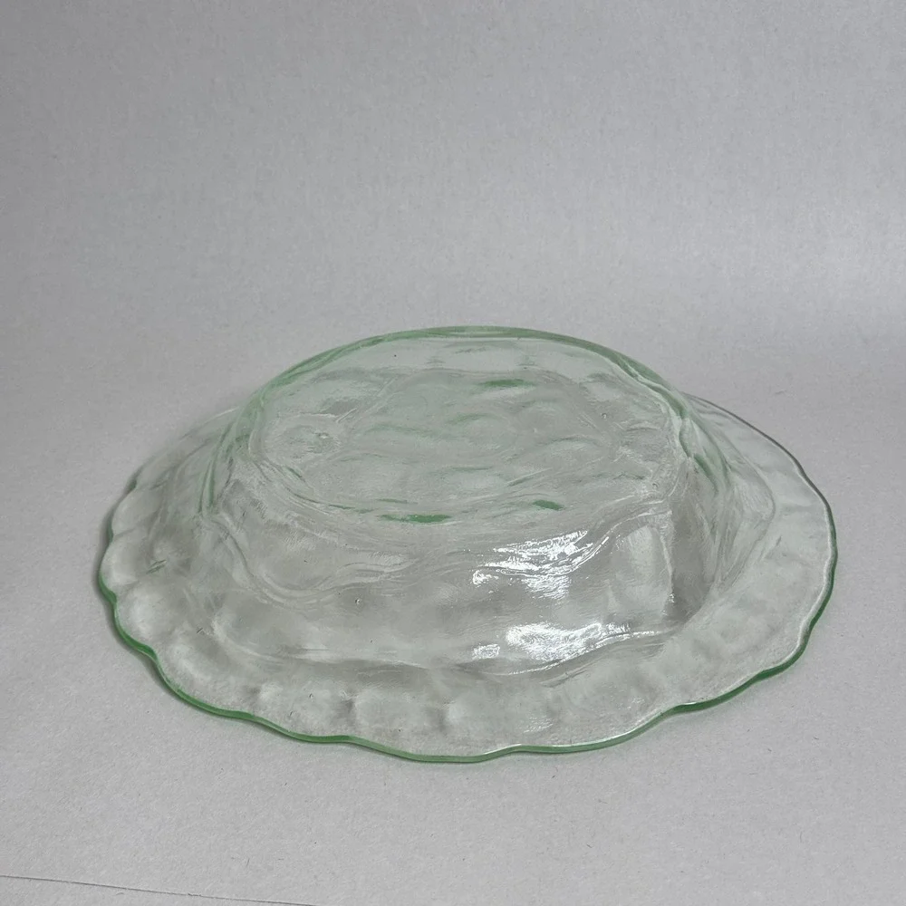 Vintage Light Green Textured Glass Soup Bowl Recycled
